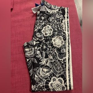 Adidas x Farm Rio Track Leggings Black and White Floral Lace, Size Large